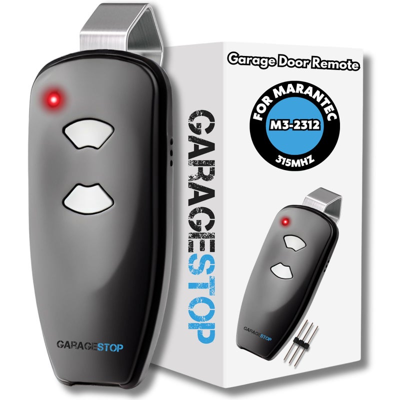GARAGE STOP 1 for Marantec Harrison Martin M3-2312 315 MHz 2-Button Garage Door Opener Remote Replacement Program Pin, Compatible with Marantec Garage Door Keypad - Image 1